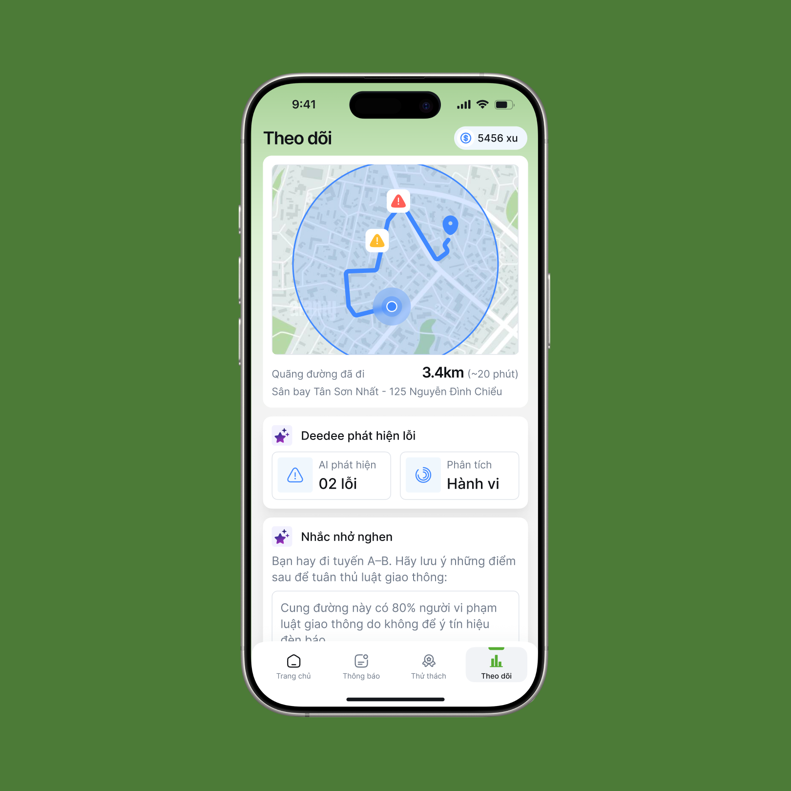 The Tracking journey screen