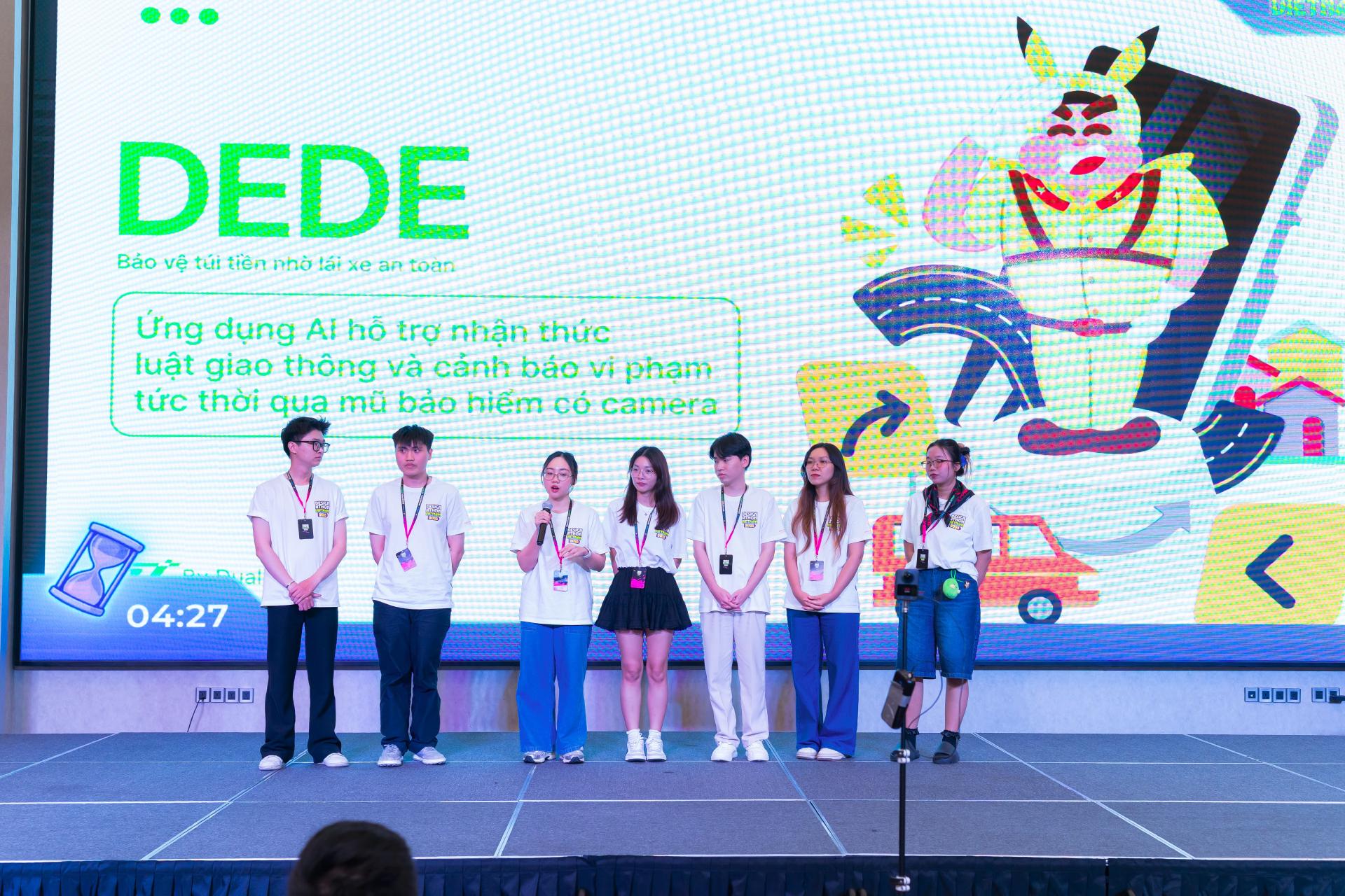 The team giving their presentation
