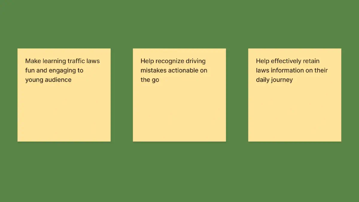 An image showing three rectangle notes speaking about goals