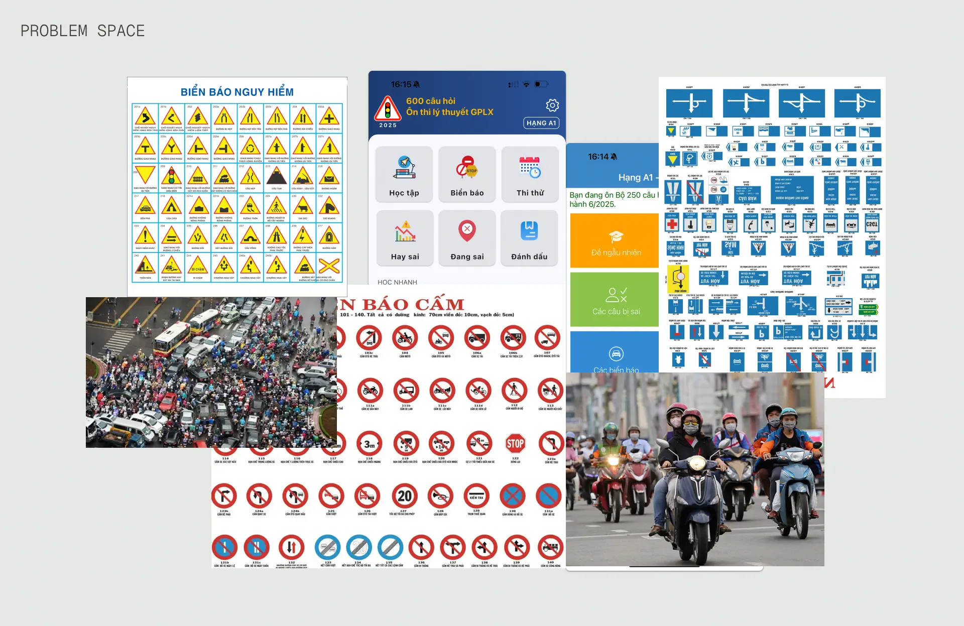 An image showing multiple images bundled together, showing the theme of Vietnam&rsquo;s traffics problems