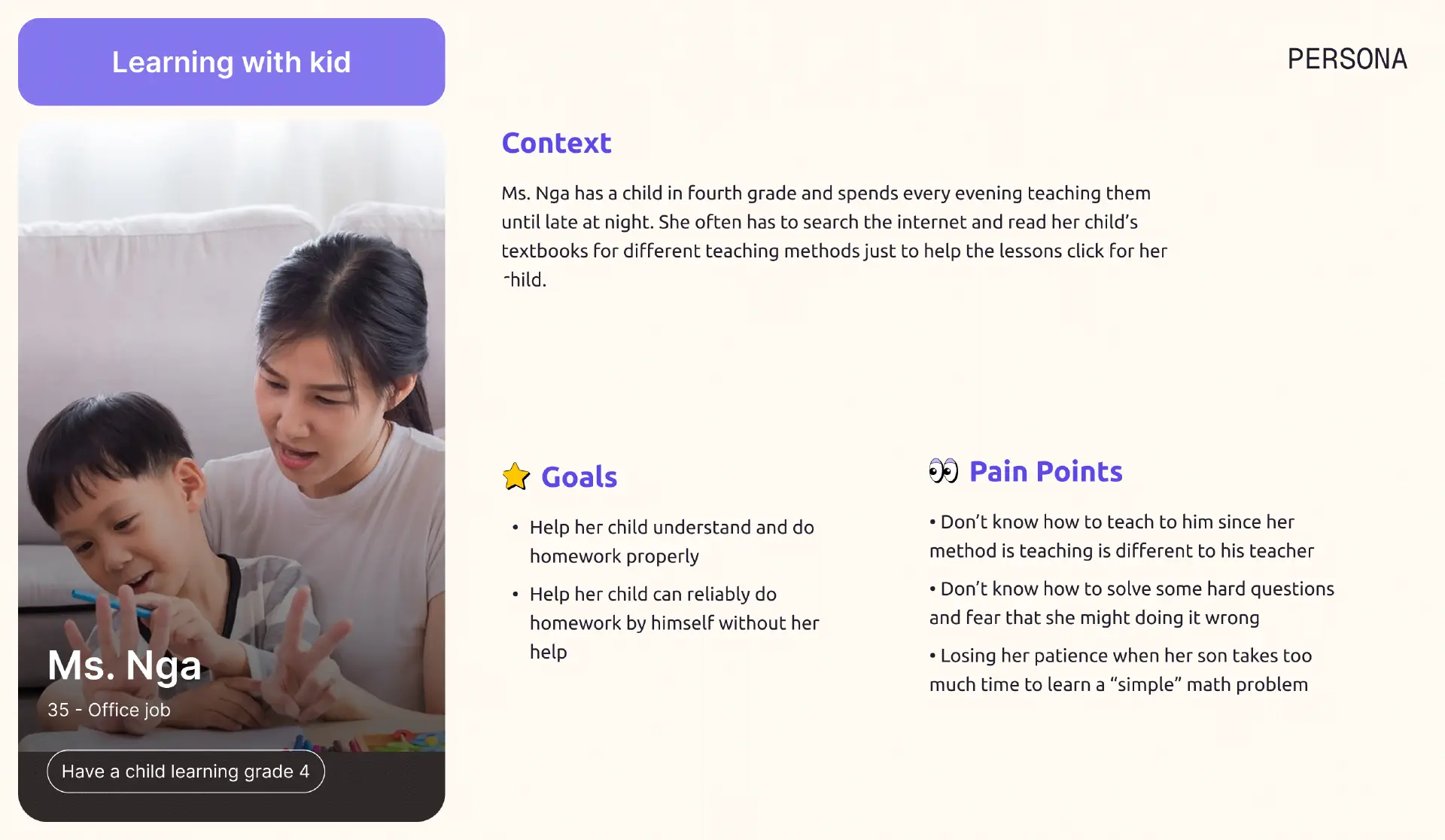 An image showing a parents persona about the project